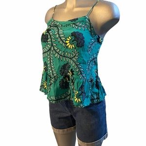 Loft Fairycore Floral Tank Top High-Low Botanical Hawaiian Boho Beach Coastal XS